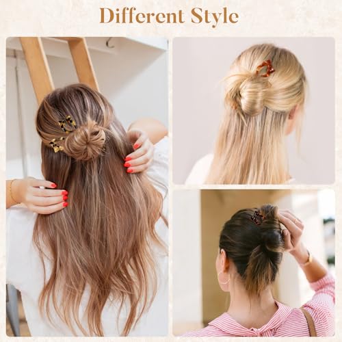Tiefebene Tortoise Shell 4.33” French Hair Pins for Updos & Buns – Bow Design