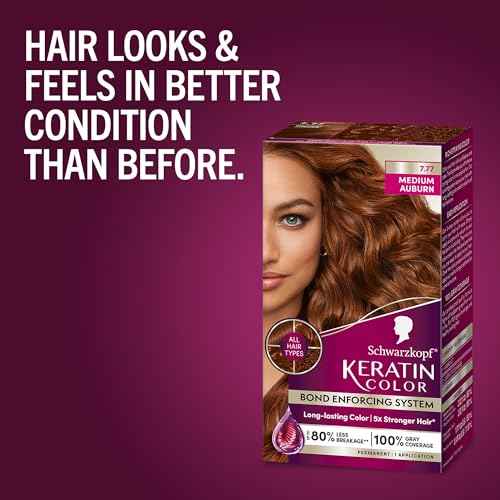 Schwarzkopf Keratin Permanent Hair Dye Cream, 7.7 Medium Auburn, Professional Quality Color for Up to 100% Gray Coverage, Bond Enforcing System