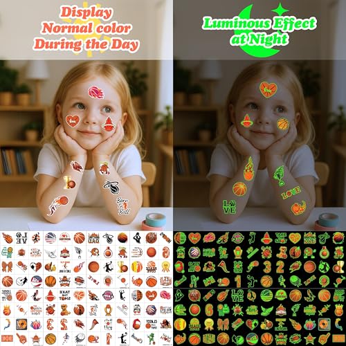 Basketball Temporary Tattoos for Kids - 96 Pre-Cut Designs