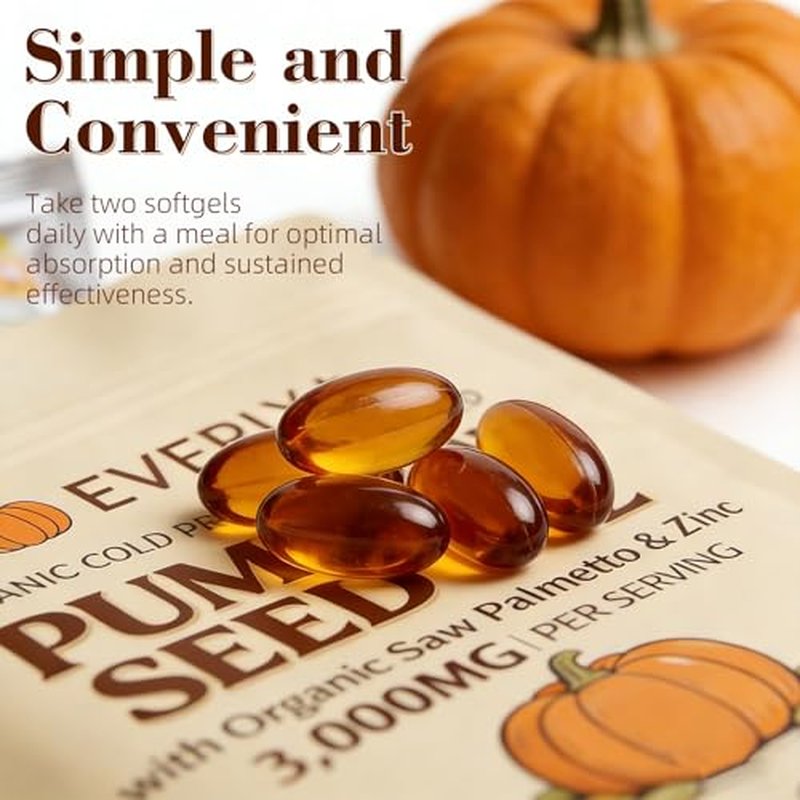 Pumpkin Seed Oil with Saw Palmetto Softgels, 90 Count