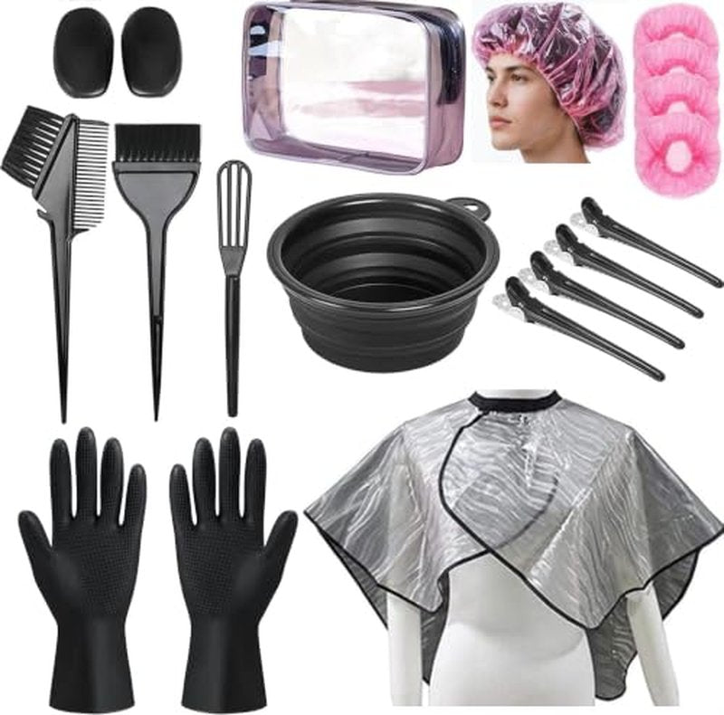 Hair Dye Kit 18-Piece Professional Coloring Set with Bowl & Brush