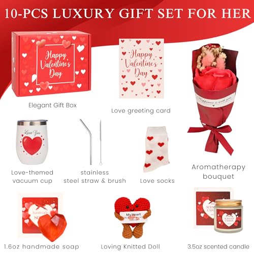 Luxury Valentine¡¯s Spa Gift Set for Her ? 10-Piece Romantic Self-Care Box with Scented Candle, Bath & Body Treats, Relaxation Spa Kit for Women ? Perfect Valentine¡¯s Day Gift