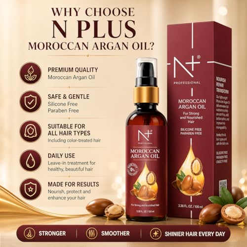 N PLUS Moroccan Argan Oil for Hair - Dry & Damaged Hair Treatment