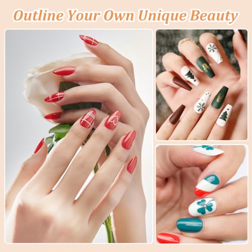 GASRONS Dual-Ended Nail Art Brushes Set - 5 Sizes for Gel, Acrylic & DIY Manicure