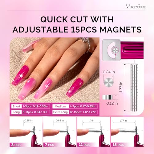 MelodySusie Adjustable Acrylic Nail Clippers with 15 Magnet Sizers