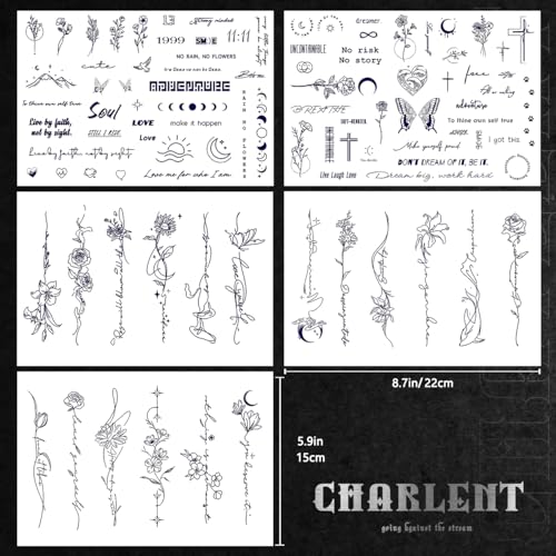CHARLENT Semi-Permanent Tattoos - 1-2 Week Waterproof Body Art