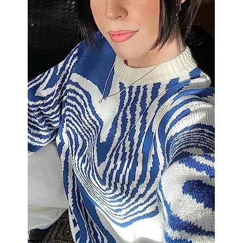 Yimoon Mens Graphic Sweaters Unisex Oversized Casual Knitted Long Sleeve Pullover Jumper Tops