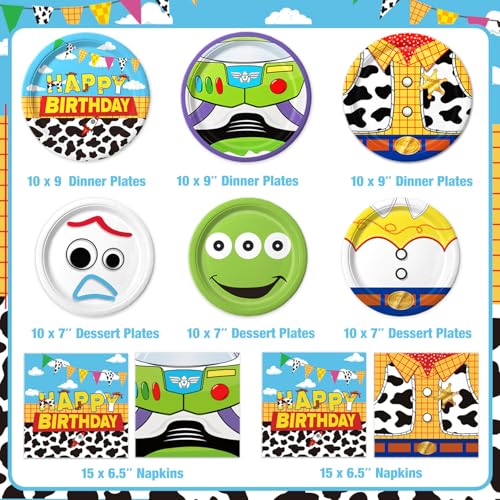 Cartoon Birthday Party Supplies Set for 30 Guests - Plates & Napkins