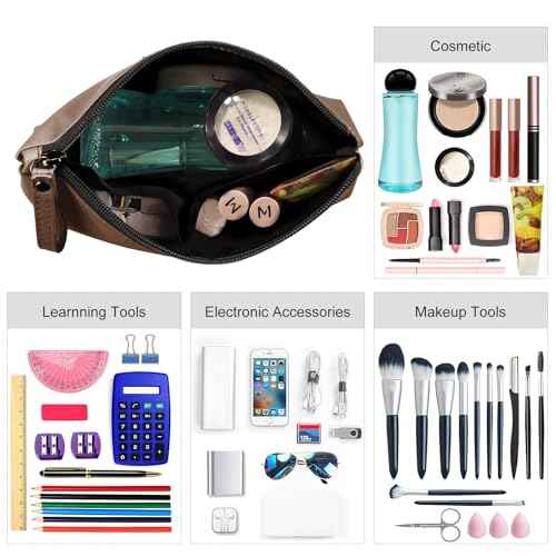 Cosmetic Bags for Women Small Makeup Bag for Purse Pu Leather Makeup Pouch Travel Makeup Bag with Zipper Make Up Bag for Travelling