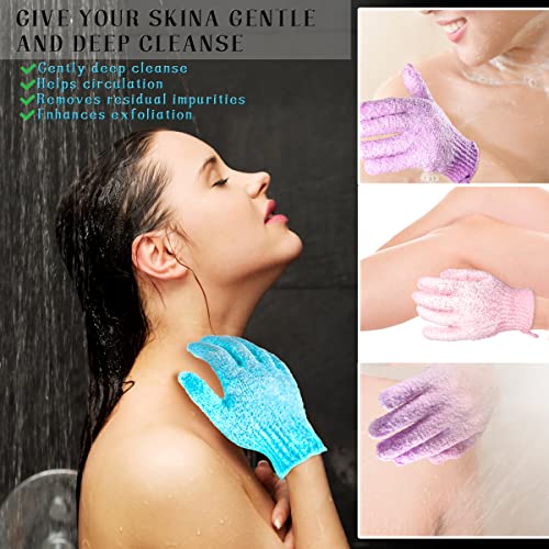 Exfoliating Shower Gloves 24 Pcs with Hanging Loop