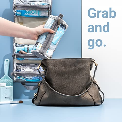 Hanging Roll-Up Makeup Bag/Toiletry Kit/Travel Organizer for Women - 4 Removable Storage Bags - Organize Make Up, Cosmetics, First Aid, Medicine, Personal Care, Bathroom, Palette/Brush Holder