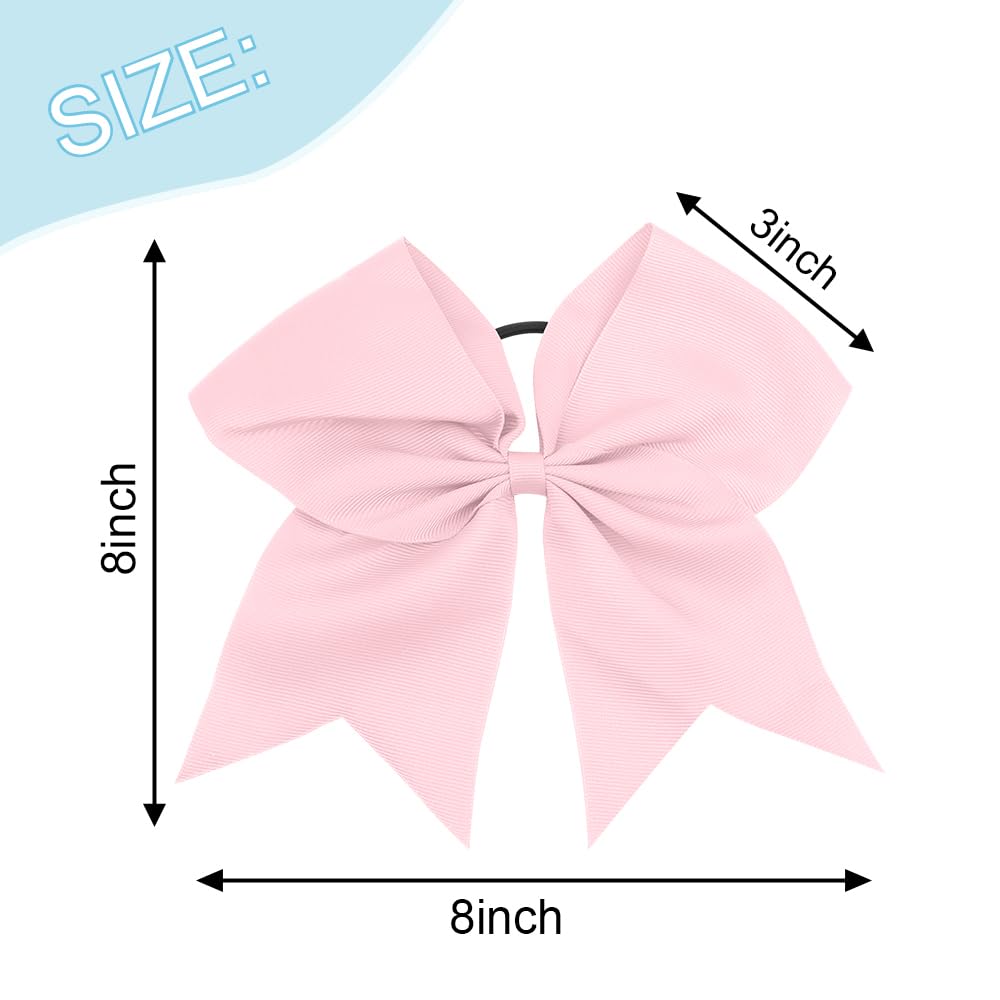 Light Pink Large Cheer Bows for Cheerleaders - Ponytail Holders, Hair Ribbons, Softball Accessories, and Bow Holder for Girls