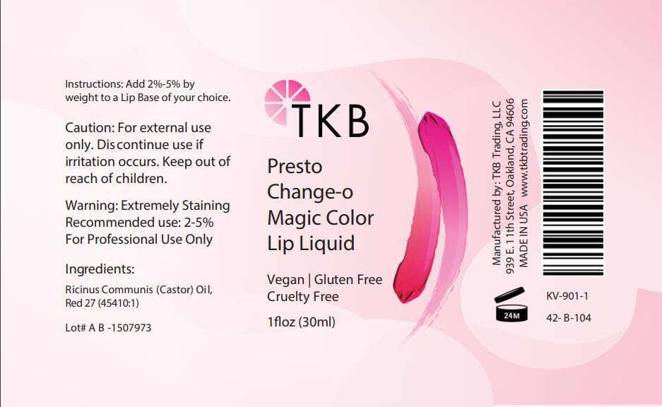 TKB Lip Liquid - Presto Change-o Magic Color| Color Additive, Unique Lip Color, Lip Transformation| Vegan, Gluten & Cruelty Free| Made in USA (1floz (30ml))