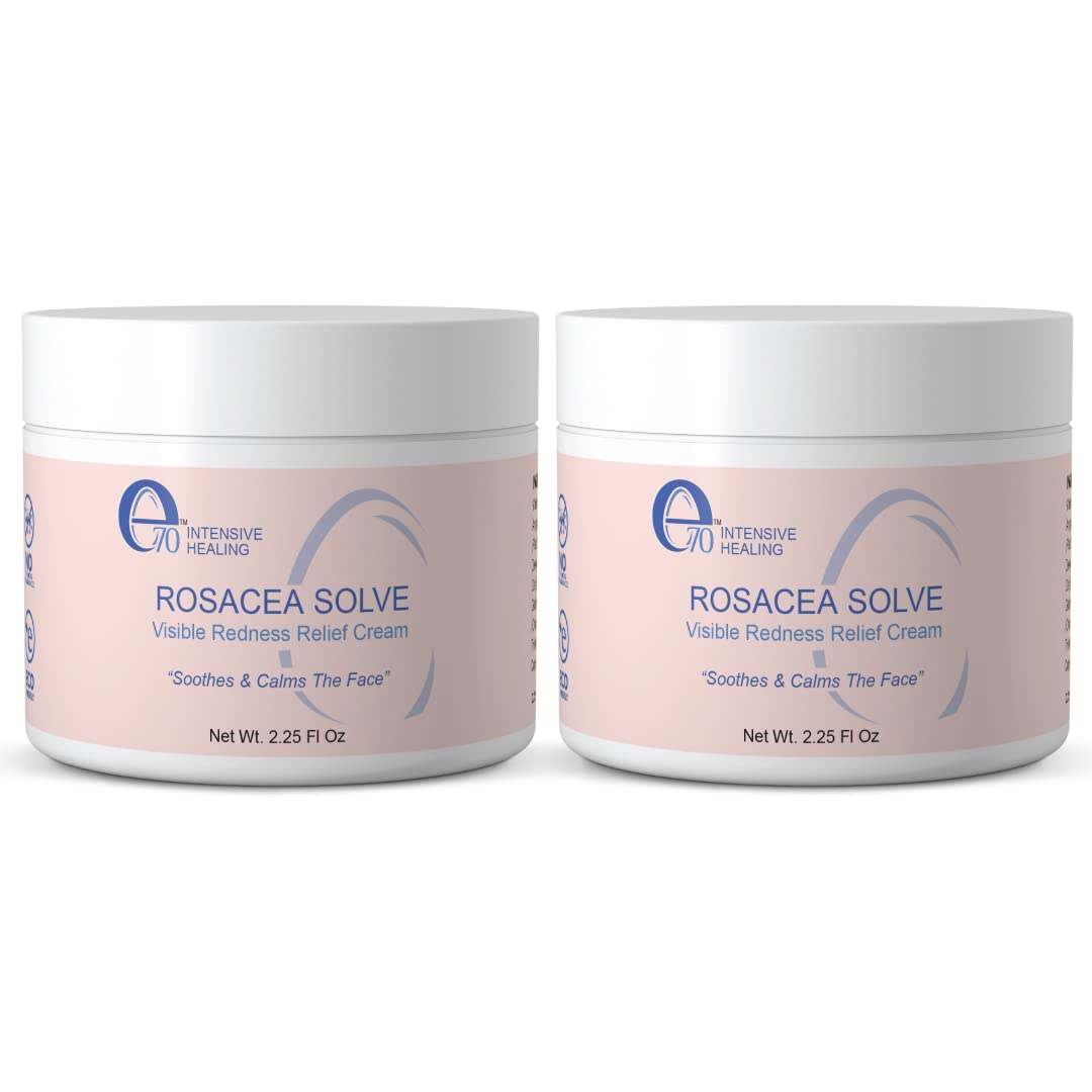 e70 Rosacea Solve - Redness Relief Cream - Face Moisturizer For Rosacea & Acne Prone Skin - Skin Care With Organic Ingredients, Almond Oil, Licorice and Chamomile Extracts - No Parabens (Pack of 2)