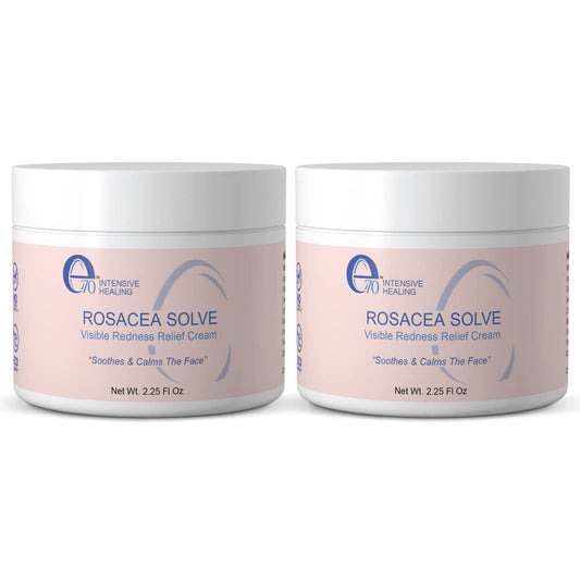 e70 Rosacea Solve - Redness Relief Cream - Face Moisturizer For Rosacea & Acne Prone Skin - Skin Care With Organic Ingredients, Almond Oil, Licorice and Chamomile Extracts - No Parabens (Pack of 2)