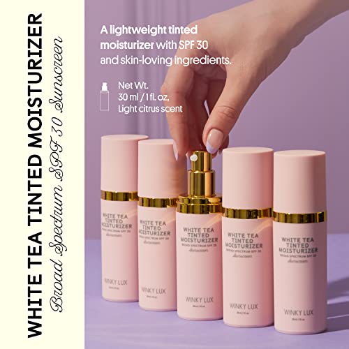 Winky Lux White Tea Tinted Moisturizer SPF 30 Sunscreen, Tinted Moisturizer for Face with SPF, Makeup SPF 30 Face Moisturizer with Vitamin E, Deep