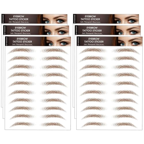 4D Hair-Like Eyebrow Tattoo Stickers - 54 Pairs (6 Sheets)