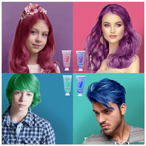 Temporary Hair Chalk Wax Kit, 4 Colors for Kids