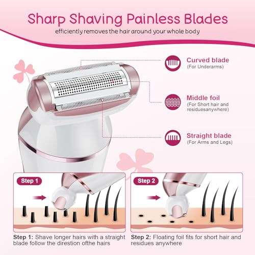 Women's Electric Shaver Rose Gold - Rechargeable Wet & Dry Hair Remover