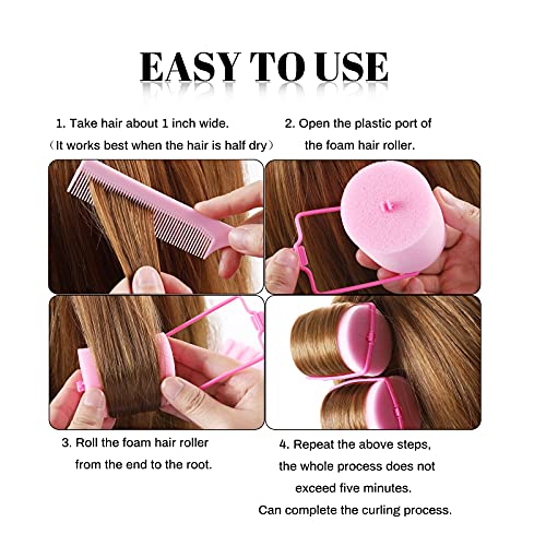 Jumbo Foam Hair Rollers 24 Pack Heatless Curling Set