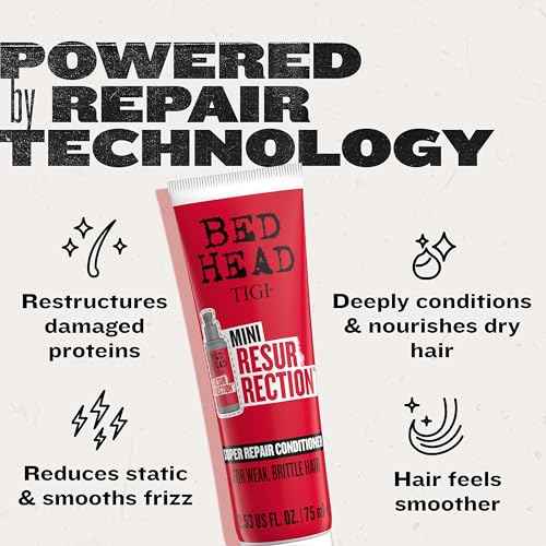 Bed Head by TIGI Resurrection Super Repair Conditioner Travel Mini ? Repairing conditioner for dry, brittle and damaged hair with added moisture and nourishment??, 2.53 fl oz