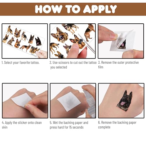German Shepherd Temporary Tattoos - 100 PCS Party Favors