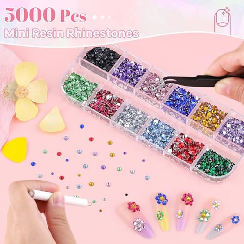 5000 Pcs Colorful Flatback Resin Rhinestones for Nail Art