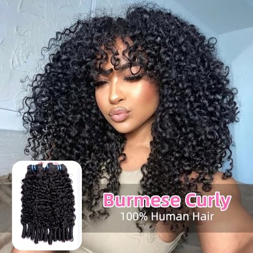 Burmese Curly Human Hair Bundles 18-22" 3C4A Unprocessed