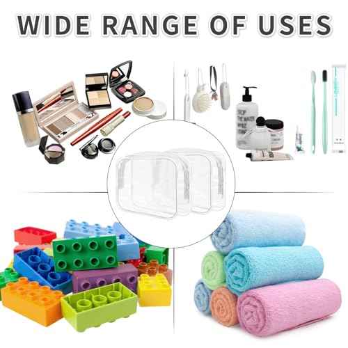 16 Pieces Clear Makeup Bags Bulk, TSA Approved Toiletry Bags Travel Pouch, Waterproof PVC Plastic Small Clear Cosmetic Bags with Zipper for Organizing (White Border)