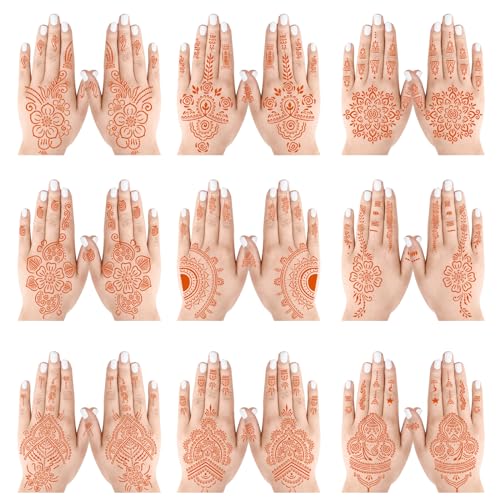 Henna Stencils 18 Sheet Henna tattoo kit Hands henna Tattoo Sticker Indian Temporary Tattoo Stencil Self Adhesive Tattoo Templates