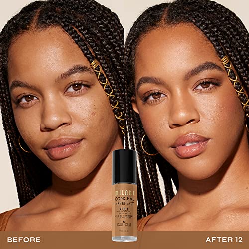 Milani Conceal + Perfect 2-in-1 Foundation + Concealer - Spiced Almond (1 Fl. Oz.) Cruelty-Free Liquid Foundation - Cover Under-Eye Circles, Blemishes & Skin Discoloration for a Flawless Complexion