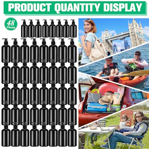 48 Pcs Empty Plastic Pump Bottles 8oz Refillable Lotion Pump Bottle Containers with Black Dispenser for Shampoo, Conditioner, Face Cream, Massage Oil, Liquid Soap