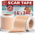 1.6¡±x240¡±Roll Medical Grade Silicone Scar Sheets, Reusable Silicone Scar Tapes for Surgical, C-Section, Tummy Tuck, Keloid Scars- Easy to cut