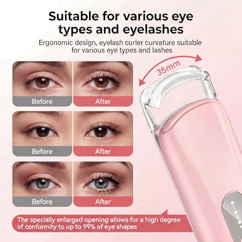 Heated Eyelash Curler - 24-Hour Curl, Anti-Scald, Mini Design