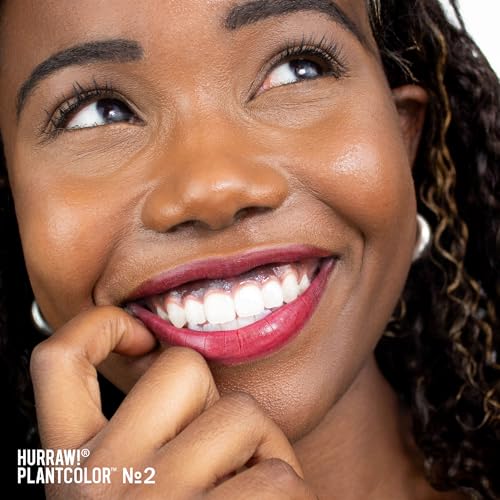 Hurraw! Plantcolor Lip Color No. 2: Red/Purple shade. Highly pigmented tinted balm and lipstick alternative. Vegan and all-natural. Easy application. Buildable. First of its kind. Made in USA