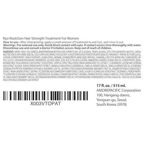 RYO Root Gen Hair Loss Care Treatment for Women 17.4 Fl Oz, 515ml