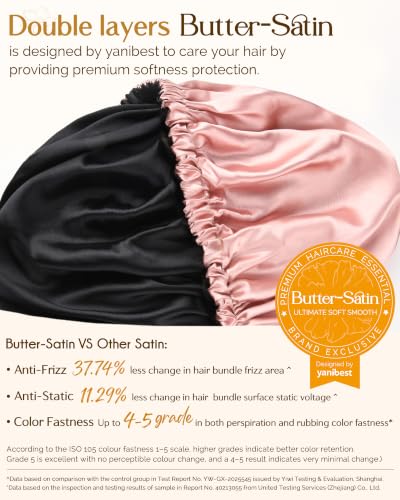 YANIBEST Double Layer Adjustable Satin Bonnet for Curly Hair
