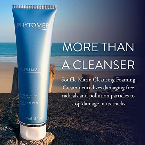 Phytomer Souffle Marin Foaming Facial Cleanser Cream | Moisturizing Face Wash Renews Dull Skin | Gentle, Light-as-Air Foaming Exfoliator | Natural Ingredients, Sustainable & Eco-Friendly | 150 ml