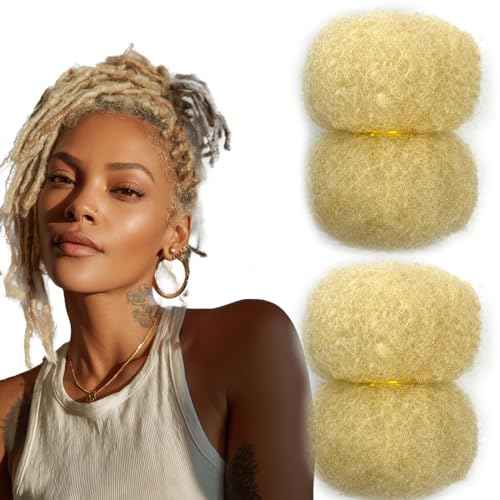 Tight Afro Kinky Human Hair for Dreadlocks,Ideal for Making Locs,Repair Extensions,Twist or Braids 2 Bundles/Package Light Blonde #613 16inch