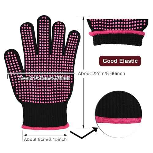 YANTAISIYU ?2-Pack Heat-Resistant Gloves with Silicone Bumps Heat Blocking Gloves for Curling Hair Styling