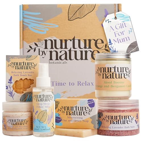 NURTURE BY NATURE Self Care Gift Set for Women ? 6 Piece Relaxing Bath & Body Spa Gift Basket with Bath Bomb, Hand Cream & Scented Candle ? Self Care Gifts for Valentine¡¯s Day & Mother¡¯s Day Gift