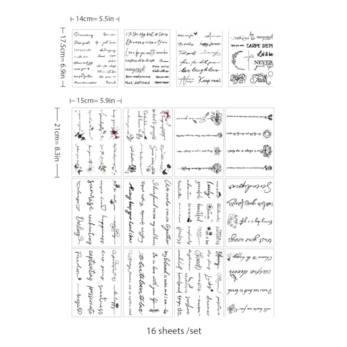 Inspirational Quotes Temporary Tattoos - 12 Sheets Waterproof
