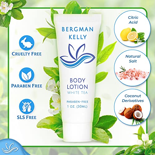 BERGMAN KELLY - Travel Size Lotion - 1 fl oz, 200 PK, White Tea - Delight Your Guests with Invigorating and Refreshing Body Lotion - Quality Mini and Small Size Guest Hotel Toiletries in Bulk