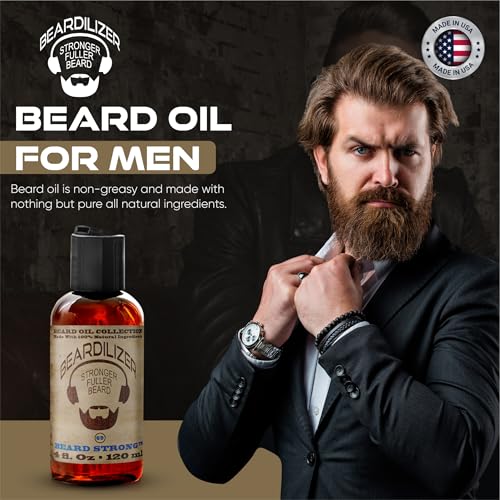 Beardilizer Cherry Pipe Tobacco Beard Oil for Men - 100% Natural Growth Oil & Conditioner with Argan, Jojoba & Vitamin E ? Softening, Moisturizing for Soft, Healthy Beard ? 4 Oz