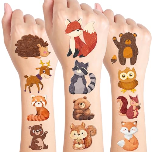 96pc Woodland Animal Temporary Tattoos for Kids - Pre-Cut