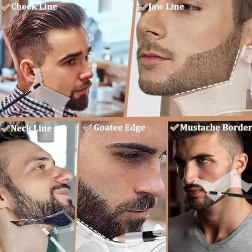 DUAIU 12-Piece Men's Beard Grooming Kit with Pencils, Shaping Tools & Brushes