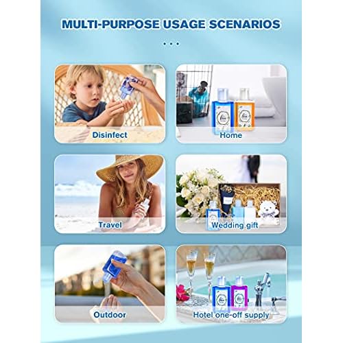 Empty Hand Sanitizer Travel Size Bottles, 2oz, 50 Pack, Plastic Clear Refillable Flip-Top Containers for Shampoo, Baby Shower