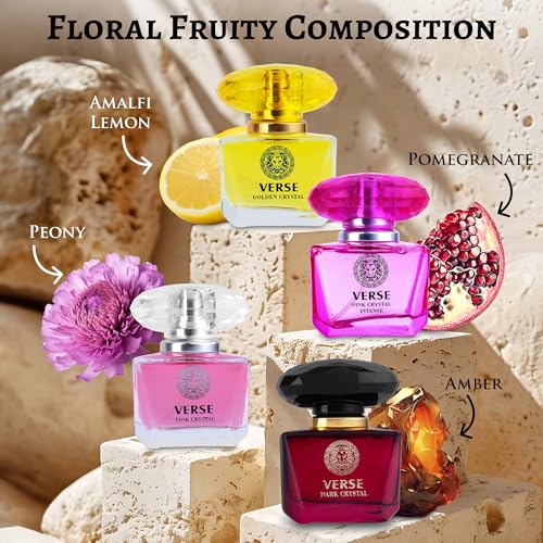 NovoGlow Verse 4-Piece Mini Fragrance Set for Women - Fresh Floral, Fruity & Woody Notes, 4 Fl Oz - Ideal Gift