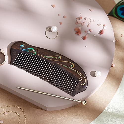 TAN MUJIANG Anti Static Hair Comb - 5.12" None-Tangled Detangling Comb - Fine Tooth Natural Wooden Handmade Combs for Women and Girls