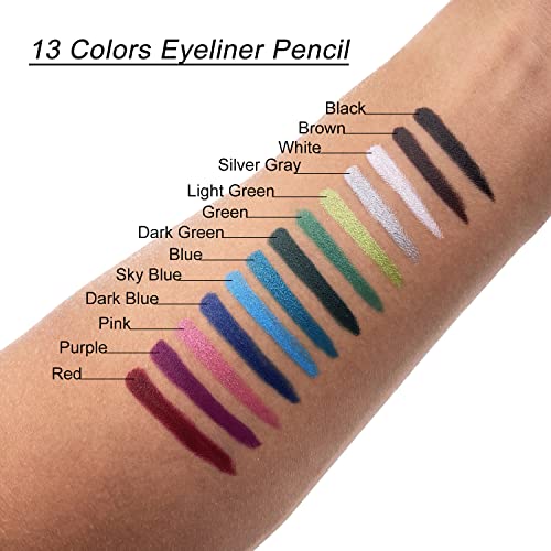 13 Colors Eyeliner Pencil Colorful Eye Shadow Pencil Eyebrow Pen Glitter Matte for Women Eye&Lip Liner Professional Eye Makeup